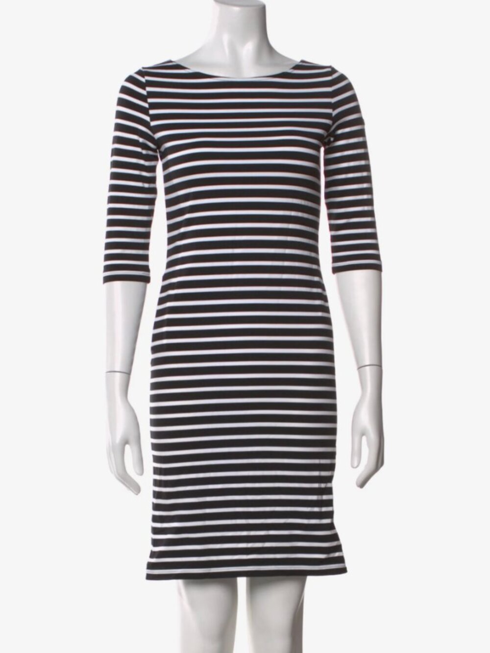 Saint James French Striped Dress | Black & White | USA 12 | 3/4 Sleeve | Bateau